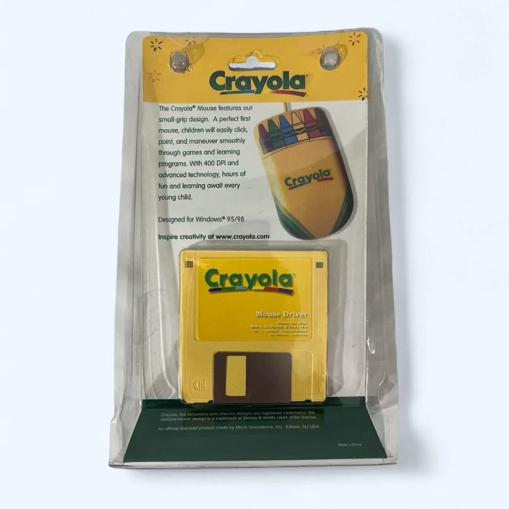 Vintage Crayola Kids Computer Rollerball Mouse CM100 w/ Disk Windows 95-98 NOS!